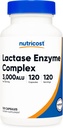 Nutricost Lactase Enzyme Complex 3.000 FCC ALU, 120 Vegetariske kapsler - Non- GMO, Gluten Free, 120 Servere