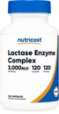Nutricost Lactase Enzyme Complex 3.000 FCC ALU, 120 Vegetariske kapsler - Non- GMO, Gluten Free, 120 Servere