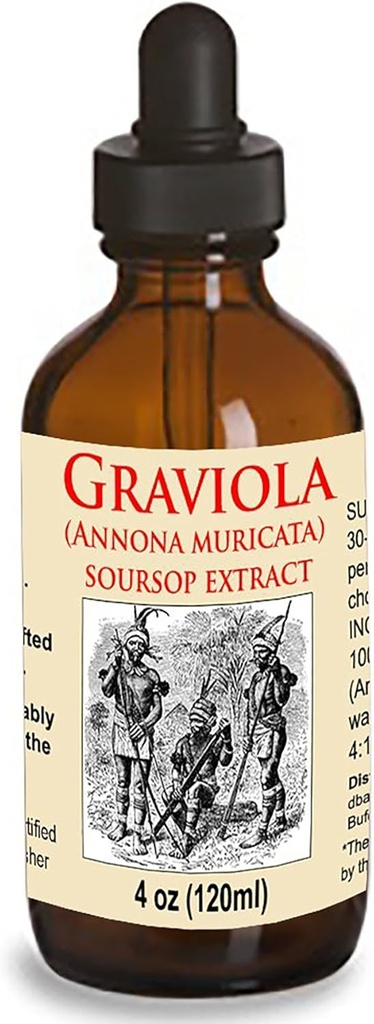 Organic Graviola Liquid Soursop Extract 4 oz Wildcrafted Tincture (Annona Muricata) : Immune System Booster (4oz)