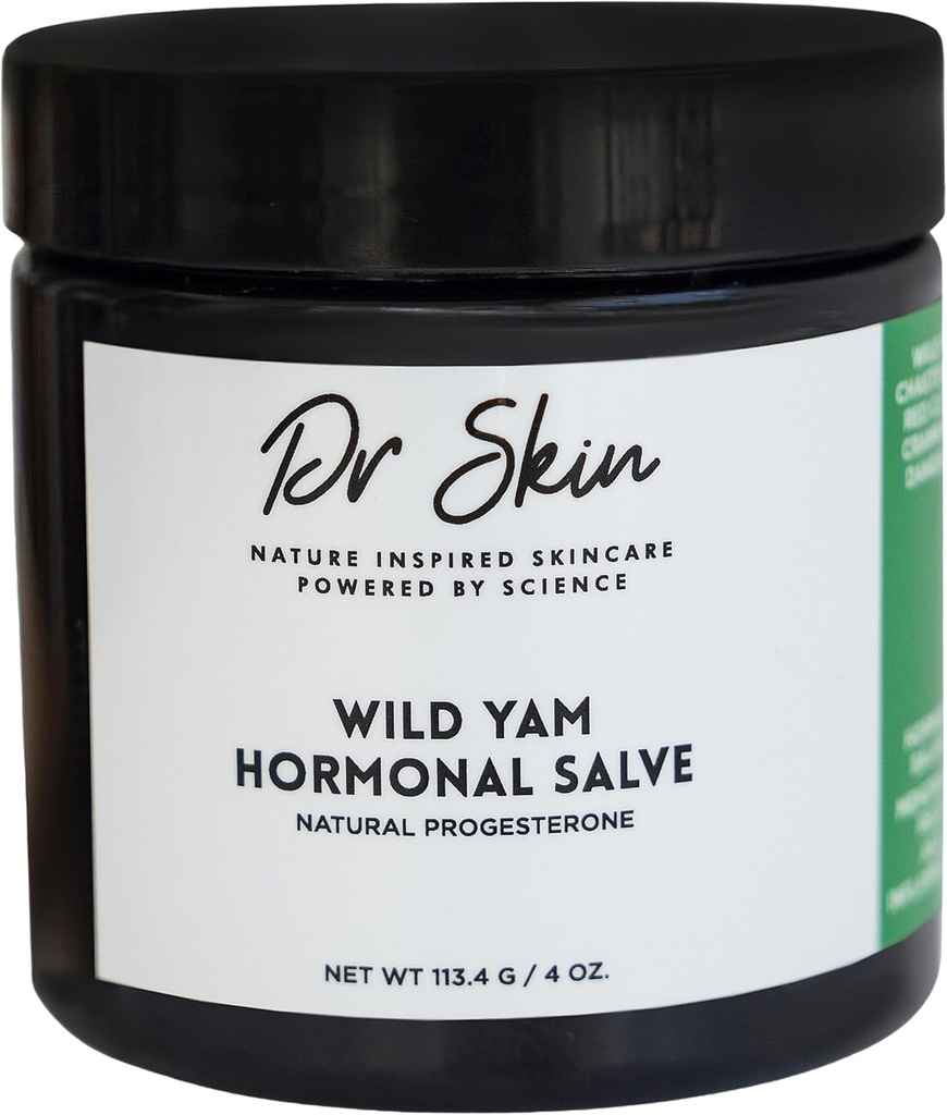 Dr. Skin Wild Yam Cream for Hormone Balance 4oz ttesved 124; 100% Organic Natural Menopause & Perimenopause Support, Herbal Yam Cream til kvinder PMS, Hot Flush, Mood Swings, Night Sweats, Cramps Relief