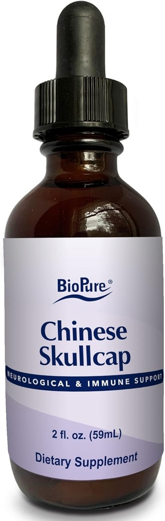 BioPure kinesiske Skullcap Herbal Tinktur - Potent botanisk ekstrakt Rig i bioaktive flavonoider, der understøtter neurologisk, immunforsvar, cirkulation, Microbiome Balance, & Whole- Body Wellness - 2 fl oz