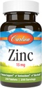 Carlson - Zink, 15 mg, Zinktilskud, Zinkgluconat, immunforsvar og hudhygiejne, zinktabletter, antioxidant, zinkkapsler, 250 tabletter