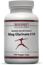 Biospec Nutritionals Mag Glycinate 510 - Magnesium Glycinate - Nutritional Supplement for Stress, Heart Health, Nerves, Muscles, Energy, og Metabolisme * - (100 kapsler)