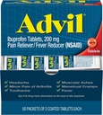 Advil Pain Reliever og Fever Reducer, smertestillende medicin med Ibuprofen 200 mg for hovedpine, rygsmerter, menstruation og fælles smertelindring - 100 overtrukne tabletter (Emballage kan variere)