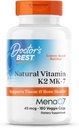 Doctor 's Best Natural Vitamin K2 Mk- 7 Capsule, Understøtter Bone Sundhed & Soft Tissue Elasticitet, 180 Ct