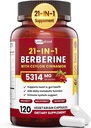 21 - in-1 Berberine Supplement med Ceylon Cinnamon - 1500mg Organic Berberine HCL Phytosome, 5X Højere Absorption for Metabolisme Support 100 Kapsler