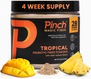 Pinch Magic Sugar Free Fiber Powder - Light Tropical Flavor Psyllium Husk med bromelain & Vitaminer C & D - Vegan, Gluten- Free, Clean Label, USA- Made, GMP- Certified - 28-Day Supply
