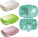 4PCS Travel Pill Organizer, 8 Compartments Portable Pill Case, Lille Pill Box til Pocket Purse Portable Medicine Vitamin Container (Green + Blue + Pink + Beige)