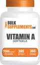 BulkSupplements.com Vitamin A 25000 IE Softgels - Vitamin A tillæg, som Retinyl Palmitat, til Eye & immunforsvar - Gluten Free, 1 Softgel per servering, 365 Count (pakke med 1)