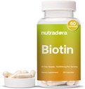 Biotin 10000mcg kapsler med kalcium til hår hud og negle - naturligt produceret biotin supplement til hårvækst og tykkelse 10,000mcg Vegan kapsler - Formuleret i USA 60 Tæl