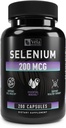 Selenium Capsule Supplement | 200mcg | Support Healthy Antioxidant, Immune, Reproductive,and Thyroid Health* | Non-GMO, 3rd Party Tested | 200 Capsules