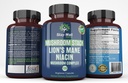 Lion Mane Mushroom Supplement Capsules with Niacin | Mushroom Complex Capsules, with Turkey Tail Mushrooms, Chaga Mushroom and Reishi Mushroom Extract, Mushroom Supplement Capsules