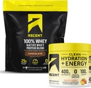Duft 100% Whey Protein Powder, Chokolade 4 LB & Hydration + Energy Electrolytes, Orange Mango 40 Servering