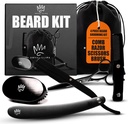 Royal Clips Beard Kit | 4 Piece Beard Grooming Kit | Beard Brush, Comb, Scissors and Straight Razor - Ideal Gift for Men, Husband, Boyfriends, Family & Friends