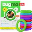 BugMD 10 Pack Mosquito Armbånd, DEET-Free Bands til voksne & Børn, Natural & Vandtæt Citronella armbånd til Camping, Vandreture, Beach, Rejser & Udendørs Essentials