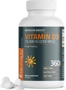 Bronson Vitamin D3 10,000iu (250mcg) 1 År Tilgang til sund muskelfunktion og immunforsvar, Non- GMO, 360 tabletter