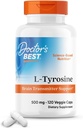 Læger Bedste L- Tyrosine, 500 mg, Brain Transmitter Support, Non- GMO, Gluten Free 120 Veggie Caps