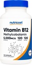Nutricost Vitamin B12 (Methylcobalamin) 5000mcg, 120 Capsules - Vegetarian Caps, Non-GMO, Gluten Free B12 Supplement