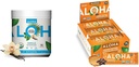 ALOHA Organic Plant- Based Protein Powder Vanilla 19.6oz, Protein Barer Jordnøddesmør Chokolade Chip 1.98oz Pack med 12 Bundle