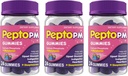 Pepto PM Gummies med Melatonin til sovestøtte, Hurtig og effektiv fordøjelseslindring fra Heartburn, fordøjelsesbesvær, opsat mave og søvnløshed - Berry Flavor, 24 Ct (pakke med 3)