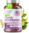 Renhed Labs Pure Organic Trans Resveratrol tillæg med Quercetin, Vegan Antioxidant Nutritional Kosttilskud til hjerte, hud, hår, negle; Sourced fra japansk Knotweed Medic124; 90 Kapsler
