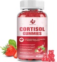 Cortisol Gummies til kvinder med Ashwagandha, Rhodiola Rosea, L-Theanin, Magnesium, D3-vitamin til Zzz Support, Balanceret Cortisol, Vegan, 60 Gummies
