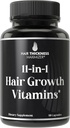 11-in-1 Vegansk hårvækst Vitaminer til at tænke & Brittle hår - Advanced Vitamin Complex med 5000mcg biotin, græskar frø, zink. Understøtter Thicker, Healthier- Looking Scalp for kvinder & mænd