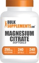 BulkSupplements.com Magnesium Citrate Softgels - Magnesium Supplement, Magnesium Citrate Supplement - 250 mg (med 40mg Magnesium), Gluten Free, 1 Softgel per servering, 240 Tæl (pakke med 1)