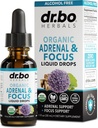 Adrenal Support Supplements Liquid Drops - Organic Adrenal og Focus Supplement, Cortisol Manager Adaptogen voksne, Ginkgo Biloba for børn rolig - Natural Brain og Memory Træthed Stress Opmærksomhed 1oz