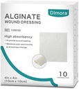 Dimora Calcium Alginate Sår Klædning, 4 "x 4" Patches, 10 Individuelle Steril Pads, Soft og stærkt Absorbent Klædning Gauze, Non- Stick polstring