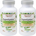 Quantum Health SuperLysin + Advanced Formel immunforsvar Support Lysin 1500 mg, C-vitamin Echinacea Licorice Bee Propolis & Odorless hvidløg - 180 tabletter (pakke med 2)