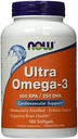 Ultra Omega-3 500 EPA/250 DHA, 180 Softgels, From NOW Foods (Pack of 2)