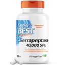 Doctor 's Best Serrapeptase, Non- GMO, Gluten Free, Vegan, Understøtter sunde sinuser, 40.000 SPU, 270 Greve (Pack of 1)