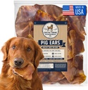 Pig Ears for Dogs Made In USA | Pork Ear Dog Chews Long Lasting | Natural Pigs Ears Dog Treats for Aggressive Chewers | Great For Small & Large Dogs | No Rawhide, Additives or Preservatives (30 Count)