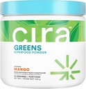 Cira Daily Green - naturligt sødet, Økologisk Spirulina Superfood pulver med Premium, Antioxidant- Rich Ingredienser til debloating, fordøjelse, & Energi - Mango, 30 Servere
