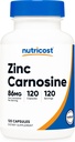 Nutricost Zinc Carnosine 86mg, 120 Capsules - Non-GMO, Gluten Free, Zinc L-Carnosine Supplement
