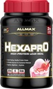 ALLMAX HEXAPRO, Jordbær - 2 LB - 25 gram protein per servering - 8-timers Vedvarende udgivelse - Zero Sugar - 21 Servere