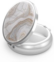 Pill Box 3 Segment Lille Pill Case, Portable for Pocket eller Purse Pill Organizer Pill Container Holder til at holde vitaminer, medicin, fiskeolie og kosttilskud (Gray Marbling Gold)