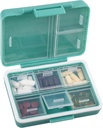 9-Grid Pill Organizer, Bærbar Pill Box, Store Kapacitet Compartments, Travel Pill Container, Medicin Dispenser, Pill Purse, Pill Case for Vitaminer, Fiskeolier eller Kosttilskud (Navy Green)