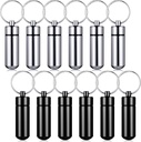 Patelai 12 Pcs Portable Keychain Pill Holder Mini Pocket Pill sag for mænd Mænd Aluminium Geocache Containers Vandtæt Metal Medicine Flaske Organizer til udendørs Camping Rejser (sort og sølv)