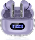 Purple Trådløse Earbuds P1 PRO, Earphones Trådløse Bluetooth hovedtelefoner med Clear Call Mics Ear Bud, Komfortabel Fit, IPX7 Vandtæt lang batterilevetid, 30H Playtime for Sport træning