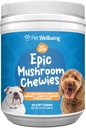 Pet Wellbeing Epic Mushroom Chewies for Dogs - Immunstøtte, Kognitiv Sundhed, Adaptogen Stress Support med Reishi, Chaga, Lions Mane Functional Mushrooms - Veterinarian-Formulerede 90 Soft Chews