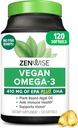 Zenwise Health Vegan Omega 3 Supplement - Burpless Omega 3 Supplement with DHA, EPA & DPA Fatty Acids for Immune Health - Fish Oil Alternative from Sustainably Sourced Marine Algae Oil - 120 Softgels