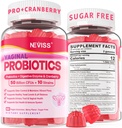 Vaginal Probiotics Gummies for Women PH Balance, Odor Control with Prebiotics, Cranberry, D-Mannose, Promotes Feminine Healthy Vaginal Flora, Urinary Tract, Yeast, Digestive Support, Sugar Free,60Cts