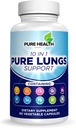 Pure Lungs Support - 10- in-1 Lung Cleanse & Detox supplement til rygere og åndedrætsværn - med Quercetin, NAC, Cordyceps, Pine Bark, C-vitamin & Butterbur - 60 kapsler