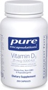 Pure indkapslinger Vitamin D3 25 mcg (1. 000 IE) - supplement til støtteben, fælles, bryst, hjerte, kolon og immunforsvar - med Premium D-vitamin - 250 kapsler