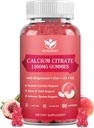Calcium Citrate 1200mg gummies with Vitamin D3 K2 - Chewable Calcium Magnesium Zink d3 Supplement med Sea Moss Extract for Ben, tænder, immunforsvar for kvinder & mænd, White Peach Flavor - 60 gummies