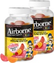 Airborne Kids 500mg C-vitamin Gummies, Kids immunforsvar Zink Gummies med kraftfulde antioxidanter VIT C & E - 63 Gummies, Assorted Fruit Flavor (pakke med 2)