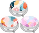 3 Pack Pill Box, Lille Pill sag for purse & Pocket, Cute Travel Medicine Organizer, Portable Medicine Container Holder til at holde vitaminer, Medicin, Fish Oil & Supplement, Art Style Mønster