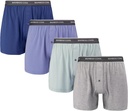 BOMBOO COOL Mænd Boxer Shorts, Breathable strikke Boxers Undertøj, Afslappet Fit Stretch Boxers 4 Pack